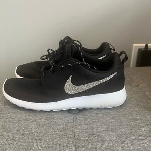 Rhinestone Bedazzled “Nike” Black and White Sneakers